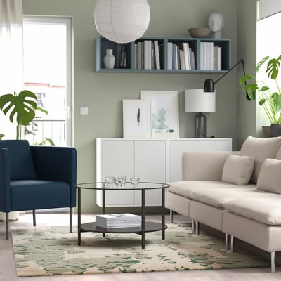 RINGKLOCKA Tapis, poils ras, vert/blanc cassé, 160x230 cm