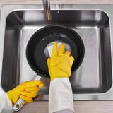 RINNIG Gants de ménage, jaune vif/blanc cassé, S