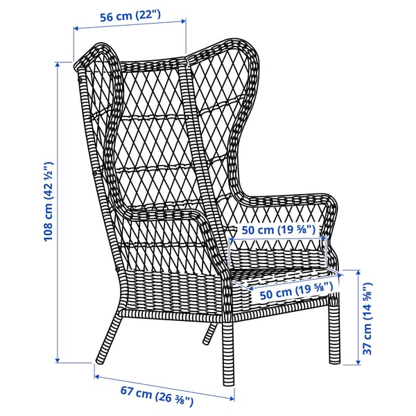 RISHOLMEN Fauteuil à oreilles, int/ext, brun
