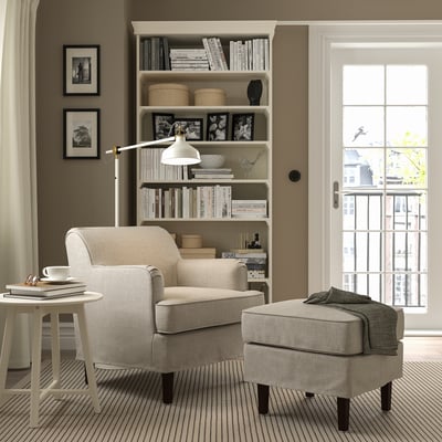 ROCKSJÖN Fauteuil avec repose-pieds, Kilanda beige clair