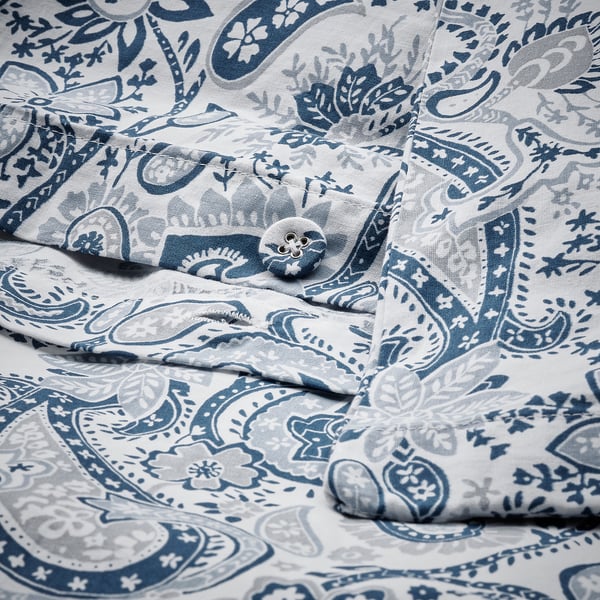 RODGERSIA Housse de couette et 2 taies, bleu/blanc, 240x220/50x60 cm