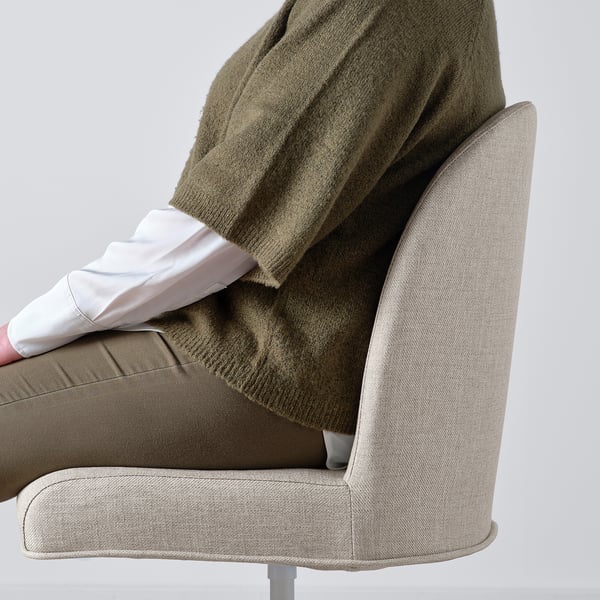 ROSENTORP Chaise pivotante, blanc/Kilanda beige
