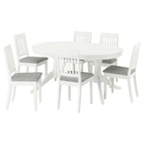 ROSENTORP / NÄSINGE Table et 6 chaises, blanc/Tibbleby beige gris blanc, 160/215x110 cm