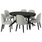 ROSENTORP / ROSENTORP Table et 6 chaises, noir/Tibbleby beige gris noir, 160/215x110 cm