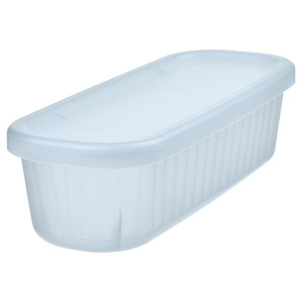RYKTA Boîte de rangement avec couvercle, incolore bleu gris, 9x24x7 cm/0.5 l