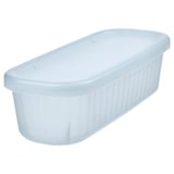 RYKTA Boîte de rangement avec couvercle, incolore bleu gris, 9x24x7 cm/0.5 l