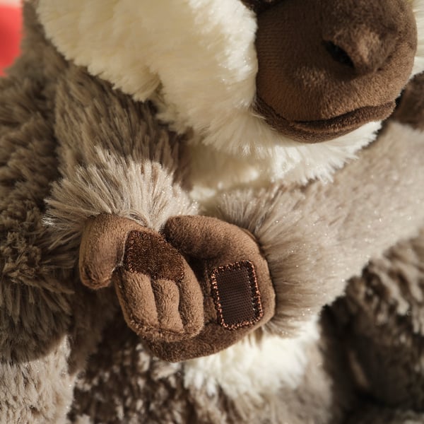 SANDLÖPARE Peluche, vervet et son petit/gris, 32 cm