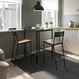 SANDSBERG / SANDSBERG Table bar et 2 tabourets, noir/noir, 67x67 cm