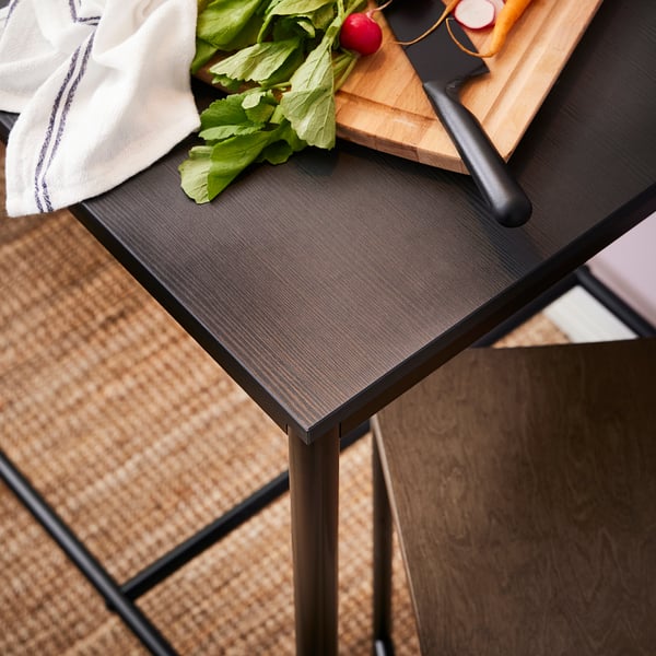 SANDSBERG / SANDSBERG Table bar et 2 tabourets, noir/noir, 67x67 cm