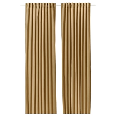 SANELA Rideaux, 2 pièces, beige-jaune/ruflette, 140x300 cm
