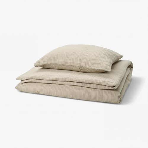 SCHERSMIN Housse de couette et 1 taie, gris-beige, 150x200/50x60 cm