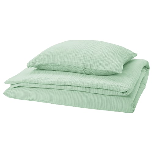 SCHERSMIN Housse de couette et 1 taie, vert pâle, 150x200/50x60 cm