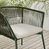SEGERÖN Chaise avec accoudoirs, extérieur, vert foncé/Frösön/Duvholmen beige