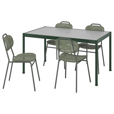 SEGERÖN / ENSHOLM Table et 4 chaises, extérieur vert foncé/vert, 147 cm