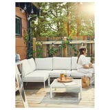 SEGERÖN Table basse, extérieur, blanc/beige, 73x73 cm