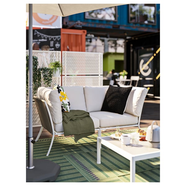 SEGERÖN Table basse, extérieur, blanc/beige, 73x73 cm