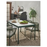 SEGERÖN Table et 4 chaises à accoudoirs, extérieur vert foncé/Frösön/Duvholmen beige, 147 cm