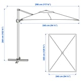 SEGLARÖ Parasol déporté, anthracite/inclinable, 330x240 cm