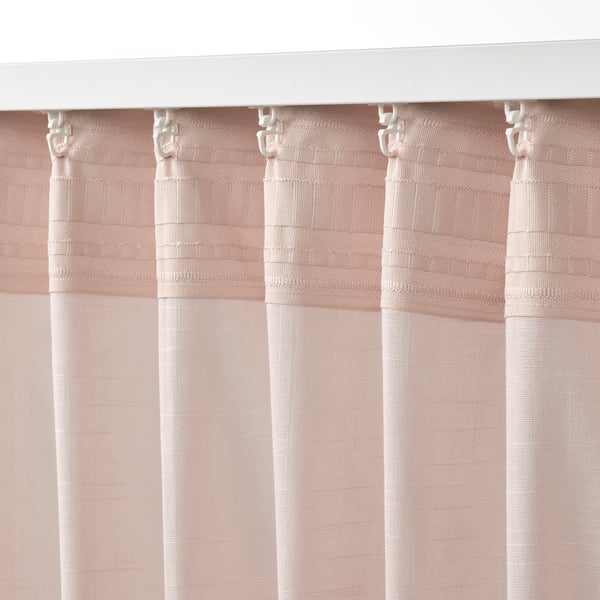 SILVERLÖNN Voilage, 2 pièces, rose/ruflette, 145x300 cm