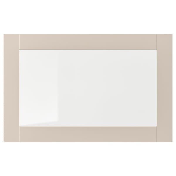 SINDVIK Porte vitrée, beige-gris clair/verre transparent, 60x38 cm