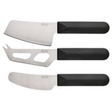 SKÄRLÅNGA Couteau à fromage, lot de 3, acier inoxydable/noir