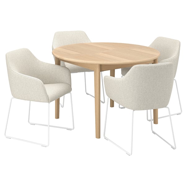 SKANSNÄS / TOSSBERG Table et 4 chaises, hêtre clair plaqué/blanc Gunnared beige, 115/170 cm