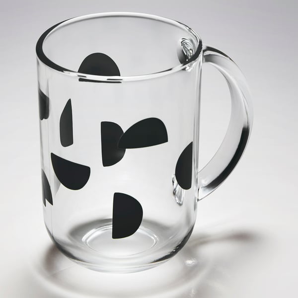 SKEDSTÖR Tasse, multicolore jaune/noir, 30 cl