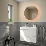 SKEJSEL Miroir avec éclairage intégré, rond intensité lumineuse réglable
