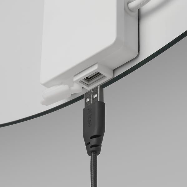 SKEJSEL Miroir avec éclairage intégré, rond intensité lumineuse réglable