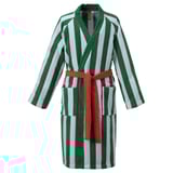 SKOGSSALLAT Peignoir, vert/blanc/rayé, L/XL
