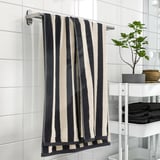 SLÅNHÖSTMAL Drap de bain, noir/beige clair rayé, 100x150 cm