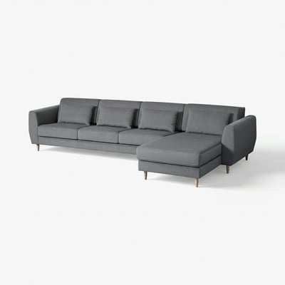 SLATORP Canapé 4 places + méridienne, Hakebo gris foncé