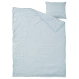 SMÅNUNNEÖRT Housse de couette et 1 taie, bleu gris foncé blanc/rayé, 150x200/50x60 cm
