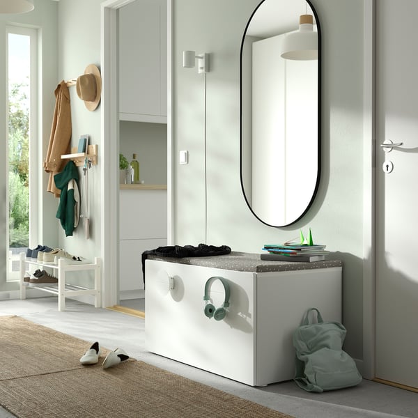 SMÅSTAD Banc avec rangement jouets, blanc/blanc, 90x52x48 cm