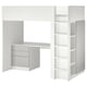 SMÅSTAD Lit mezzanine, blanc gris/avec bureau avec 4 tiroirs, 90x200 cm