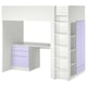 SMÅSTAD Lit mezzanine, blanc mauve/avec bureau avec 4 tiroirs, 90x200 cm
