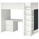 SMÅSTAD Lit mezzanine, blanc surface tableau noir/avec bureau avec 4 tiroirs, 90x200 cm