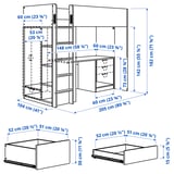 SMÅSTAD Lit mezzanine, blanc vert clair/avec bureau avec 4 tiroirs, 90x200 cm