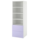 SMÅSTAD / PLATSA Bibliothèque, blanc mauve/avec 2 tiroirs, 60x57x181 cm