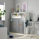 SMÅSTAD / PLATSA Combinaison de rangement, blanc noir/blanc/rayure 6 tablettes, 120x42x123 cm