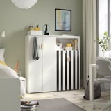 SMÅSTAD / PLATSA Combinaison de rangement, blanc noir/blanc/rayure, 120x42x123 cm