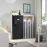 SMÅSTAD / PLATSA Combinaison de rangement, blanc rayure/noir/blanc anthracite, 120x42x123 cm