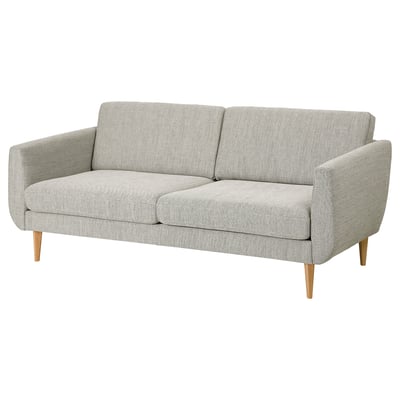 SMEDSTORP Canapé 3 places, Viarp beige/brun/chêne