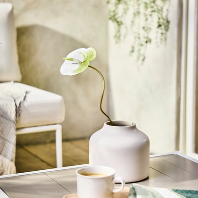 SMYCKA Fleur artificielle, intérieur/extérieur ./blanc, 66 cm