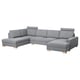 Option: SÖRVALLEN Canapé d'angle, 4 places, avec méridienne, droite/Lejde gris/noir