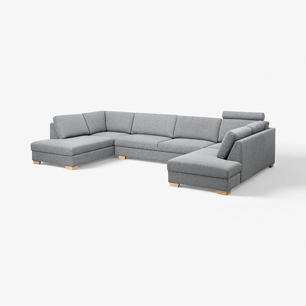 SÖRVALLEN Canapé en U, 5 places, sans accoudoirs/Lejde gris/noir