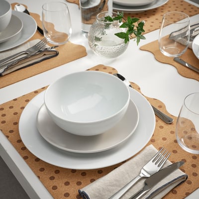 SOLABBORRE Set de table, liège/à pois, 42x32 cm