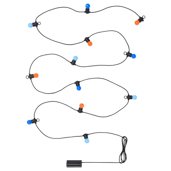 SOLVINDEN Guirlande lumineuse LED 12 ampoules, à pile/extérieur multicolore