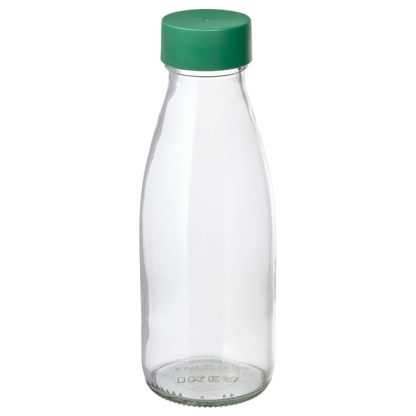 SPARTANSK Bouteille à eau, verre transparent/vert, 0.5 l