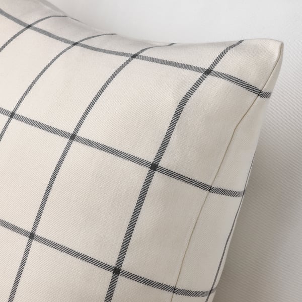 SPIKKLUBBA Housse de coussin, blanc cassé/noir, 50x50 cm
